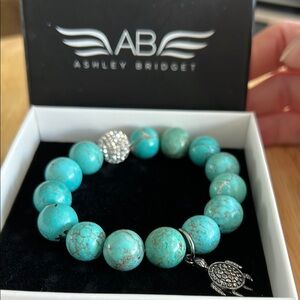 Ashley Bridget Blue and Silver Bracelet with Natural Stone Beads